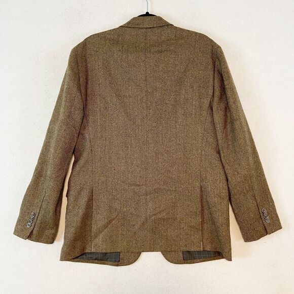 Jos A Banks Wool Blazer Men's 41 R Brown Tailored Fit Herringbone Quiet Luxury - Picture 3 of 7